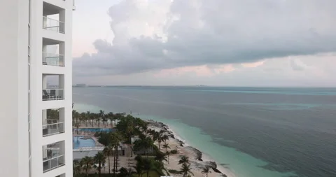 Large Empty Resort On Cloudy Caribbean Day 4K 스톡 동영상 155460067