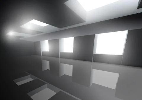 Large Empty Room. Light Windows Stock Illustration