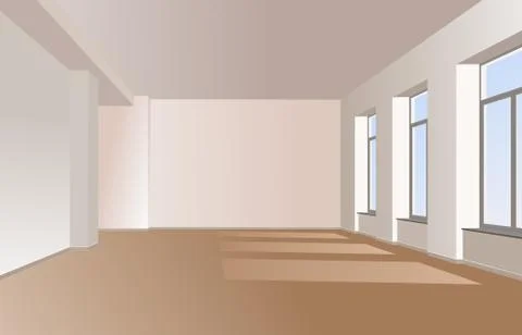 Large empty  room with windows and floor. 스톡 일러스트