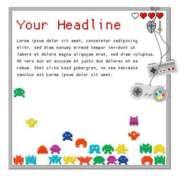 Large empty sign video games elements Stock Illustration