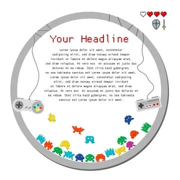 Large empty sign video games elements Illustrazione stock