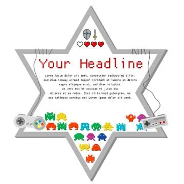 Large empty sign video games elements Stock Illustration