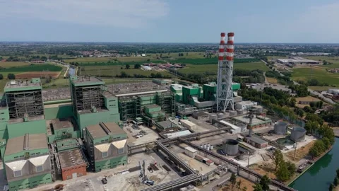 Large Energy Infrastructure Facility Near Milan, Italy Aerial View 스톡 동영상 344956710
