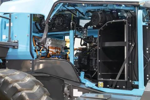 Large engines of construction excavators, engine structures and machinery o.. Stock Photos