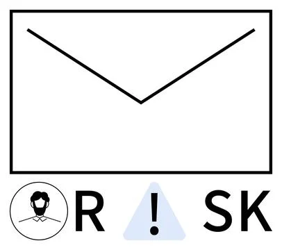 Large envelope with exclamation mark inside triangle, profile icon, and lette Stock Illustration