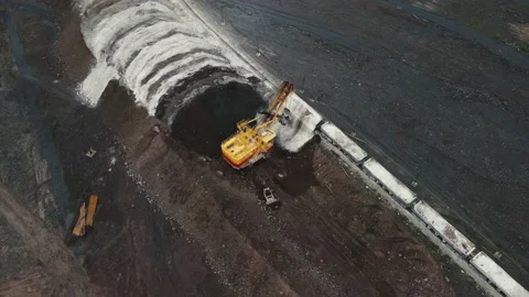 Large equipment working in a mining quarry moscow russia 25 august 2021 Stock Footage 159827787