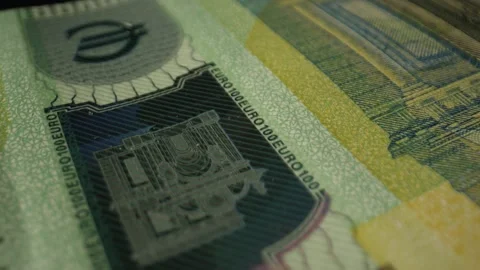 A large eurozone banknote made in Baroque and Rococo design. Stable financial Stock Footage