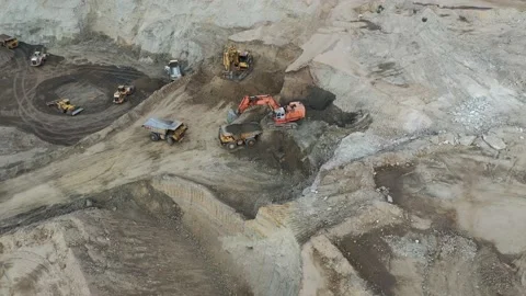 Large Excavator Digging dirt Vidéo 150607398