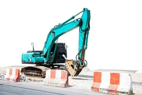 Large excavator isolated on white background. Stock Photos