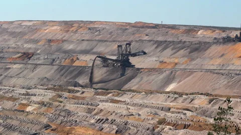 Large excavator in open pit coal mine Stock Footage 55335122
