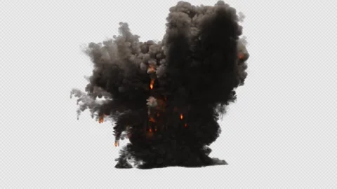 Large Explosion with dust trails on transparent background Stock Footage 295496370
