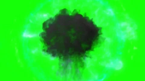 Large explosion with fire and smoke. Powerful blast effect isolated on a green Stock Footage 339396098