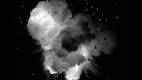 Large explosion with shafts of fire and smoke Stock-Footage 301911299