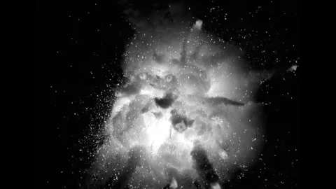 Large explosion with shafts of fire and smoke Stock-Footage 301911374