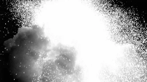 Large explosion with shafts of fire and smoke Stock Footage 301911863