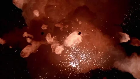 Large explosion with shafts of fire and smoke 動画素材 301912599