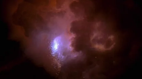 Large explosion with shafts of fire and smoke Stock Footage 301913003