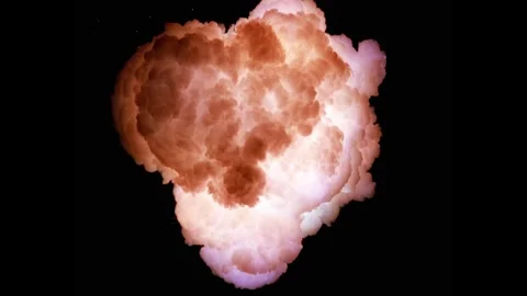 Large explosion with shafts of fire and smoke Video stock 301913138