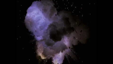 Large explosion with shafts of fire and smoke Video stock 301913572