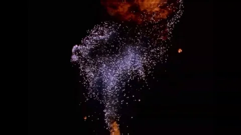 Large explosion with shafts of fire and smoke Stock Footage 301913788