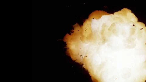 Large explosion with shafts of fire and smoke Stock Footage 302294088