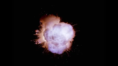 Large explosion with shafts of fire and smoke Stock Footage 302294089