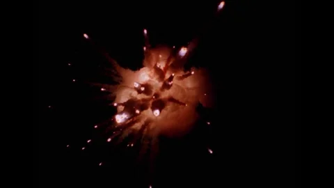 Large explosion with shafts of fire and smoke Stock Footage 302294102