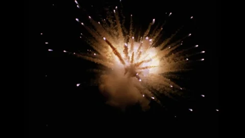 Large explosion with shafts of fire and smoke Stock Footage 302294103