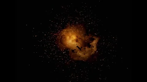 Large explosion with shafts of fire and smoke Stock-Footage 302294114
