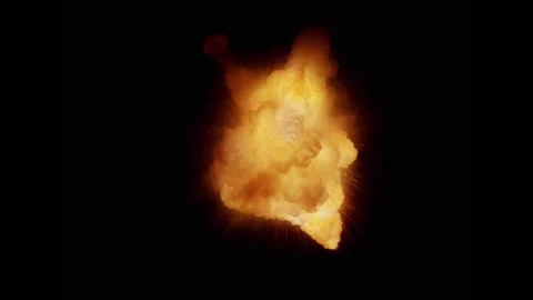 Large explosion with shafts of fire and smoke Stock Footage 302294120