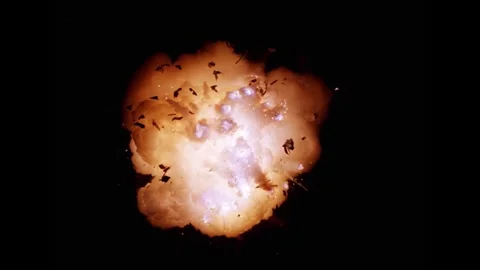 Large explosion with shafts of fire and smoke Stock-Footage 302294149