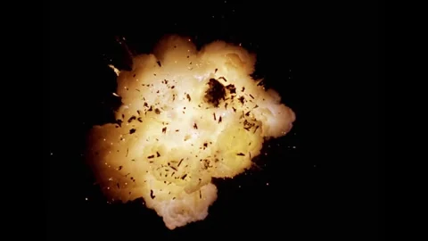 Large explosion with shafts of fire and smoke Stock Footage 302294176