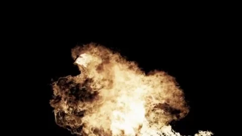 Large explosion with shafts of fire and smoke Stock Footage 303373077