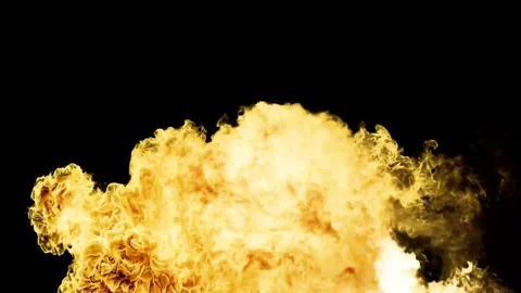 Large explosion with shafts of fire and smoke Stock Footage 303373078