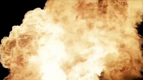 Large explosion with shafts of fire and smoke Stock Footage 303373091