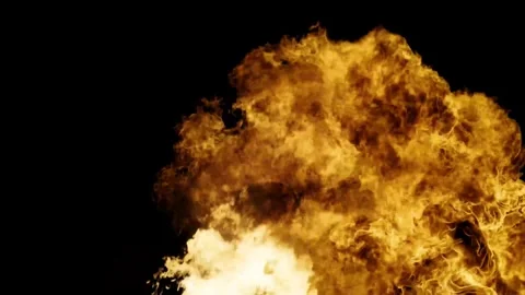 Large explosion with shafts of fire and smoke Stock-Footage 303373093