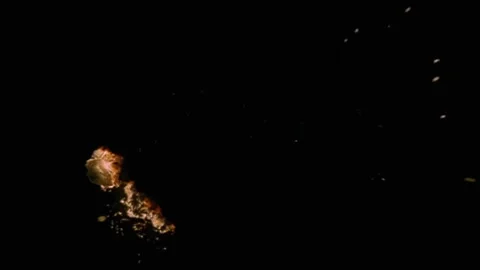 Large explosion with shafts of fire and smoke Stock Footage 303373118