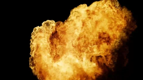 Large explosion with shafts of fire and smoke Stock Footage 303373128