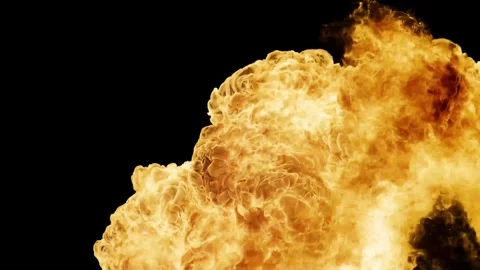 Large explosion with shafts of fire and smoke Stock Footage 303373136