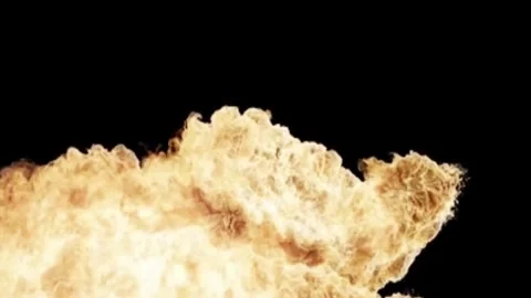 Large explosion with shafts of fire and smoke Stock Footage 303373142