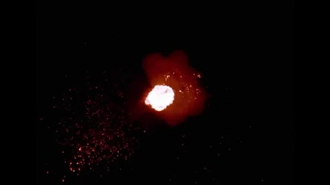 Large explosion with shafts of fire and smoke Stock Footage 303373184