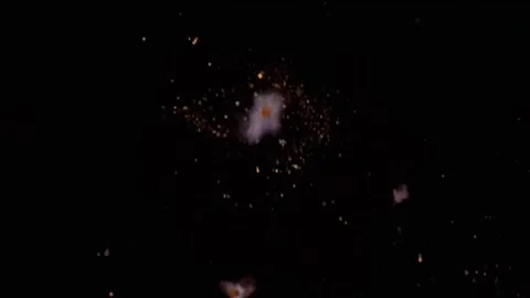 Large explosion with shafts of fire and smoke Stock Footage 303373235