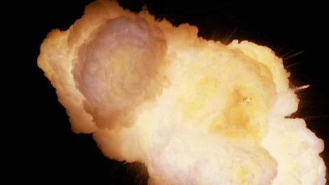 Large explosion with shafts of fire and smoke Stock Footage 303373243