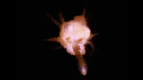 Large explosion with shafts of fire and smoke Stock Footage 303373260