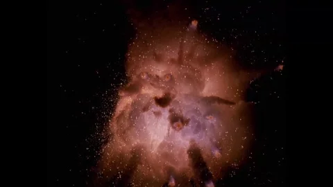 Large explosion with shafts of fire and smoke Stock Footage 303373276