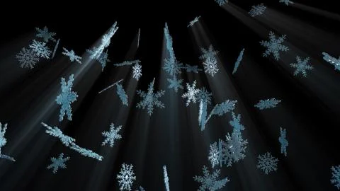 Large falling crystal snowflakes, computer generated. 3d rendering winter 库存插图