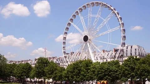 Large Ferris wheel in Jardin des Tuileries Paris France 4k Stock Footage 96347301
