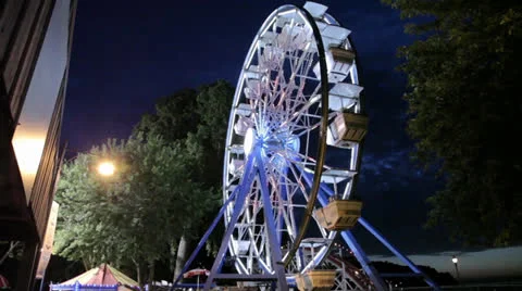 Large Ferris Wheel, Night, Stock Footage 26659589