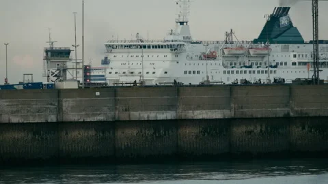 A large ferry enters Dover Stock Footage 250001580
