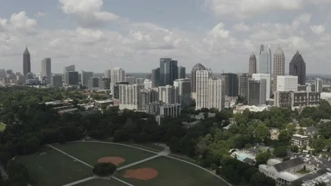 Large field in front of city by drone Stock Footage 160920367